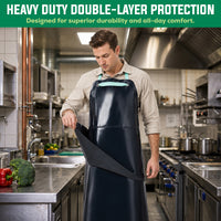 Bison Life Premium Double Layer PVC Leather Heavy Duty Black Work Apron