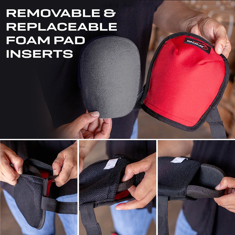 Lightweight Gardening Knee Pads with Removable and Replaceable Foam Pad Insert, Washable Soft Cap Knee Pad, Easy Fit with Adjustable Hook and Loop Velcro Closure Straps