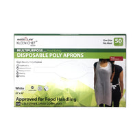 Bison Life Disposable Lightweight Poly Aprons – 28x46 White Waterproof