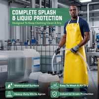 Reusable Nitrile Heavy Duty Industrial Bib Apron, 35" x 48", Chemical-Resistant
