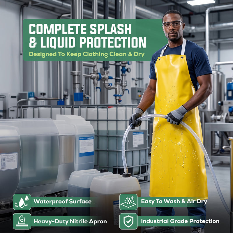 Reusable Nitrile Heavy Duty Industrial Bib Apron, 35" x 48", Chemical-Resistant