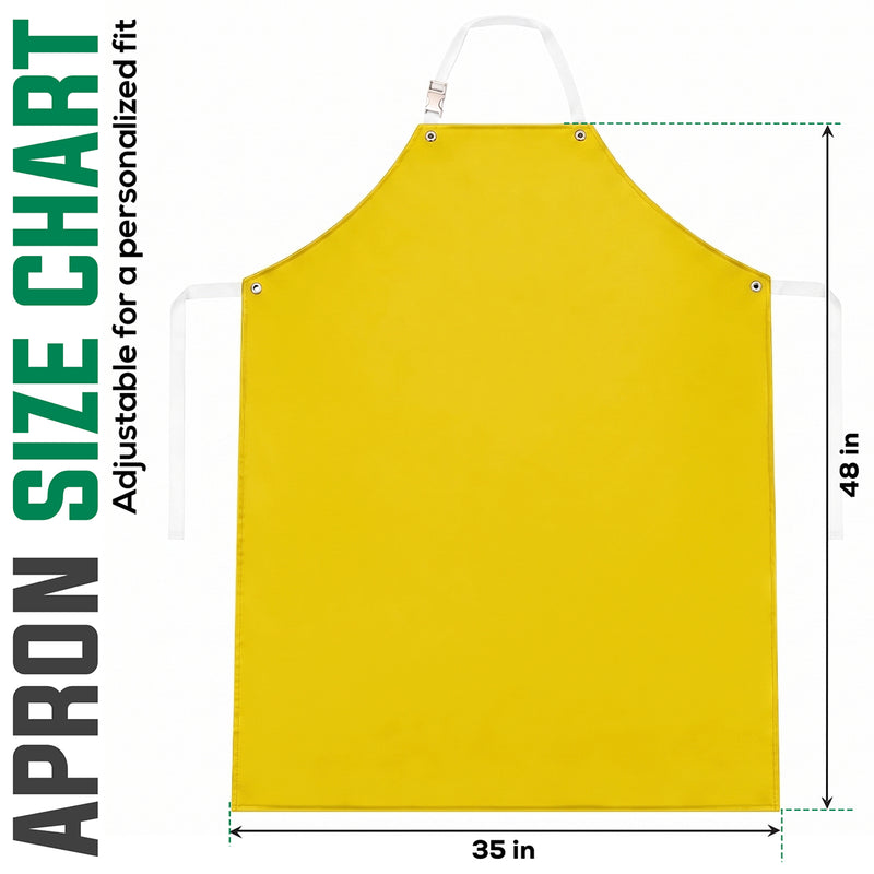 Reusable Nitrile Heavy Duty Industrial Bib Apron, 35" x 48", Chemical-Resistant