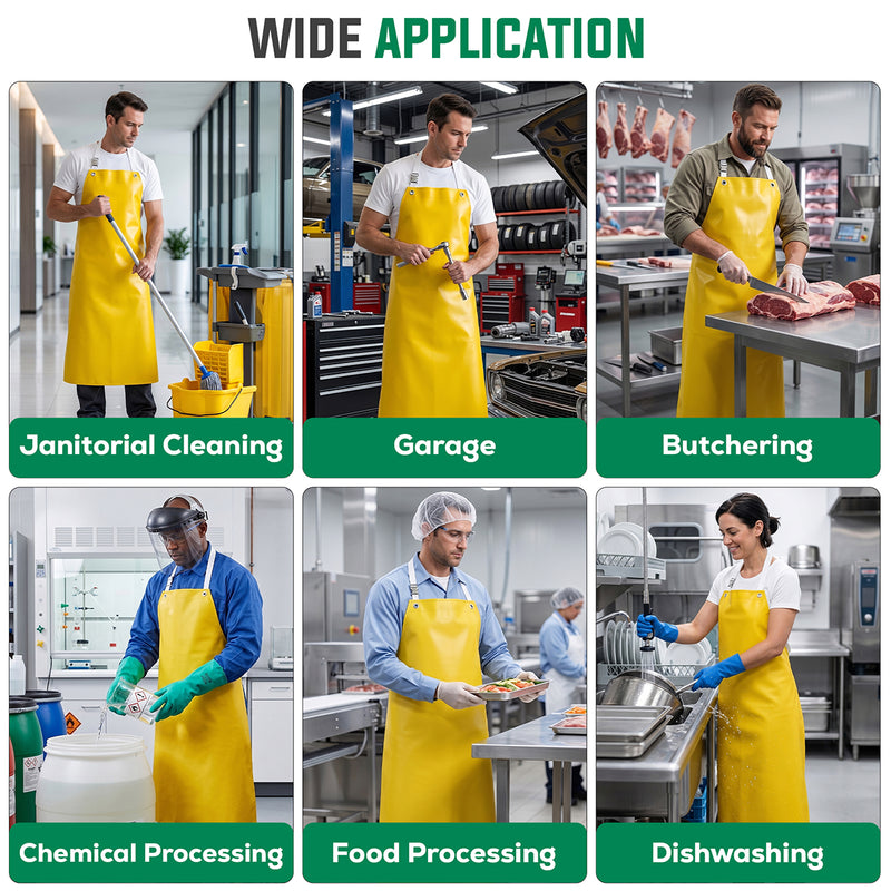Reusable Nitrile Heavy Duty Industrial Bib Apron, 35" x 48", Chemical-Resistant
