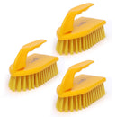 KLEEN HANDLER Iron Handle Scrub Brush for Household & Commercial Cleaning for Shower, Bathroom, Sink, Kitchen, Bathtub, Floor Scrubbing, 3 Pc - Yellow