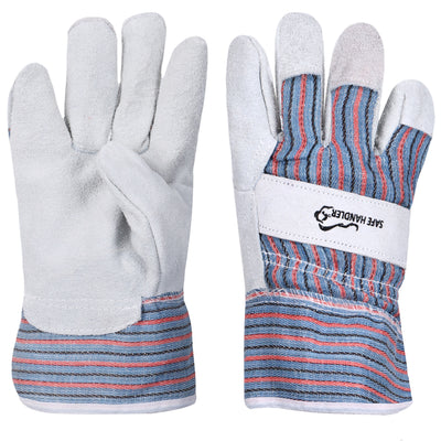 Economy General Purpose Leather Work Gloves, Heavy Duty Rugged Design (Pack of 6)