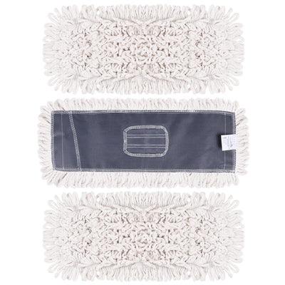 Commercial Loop-End Dust Mop Replacement Head Cotton Flat Mop Pad Refill for Industrial Floor Cleaning, Natural