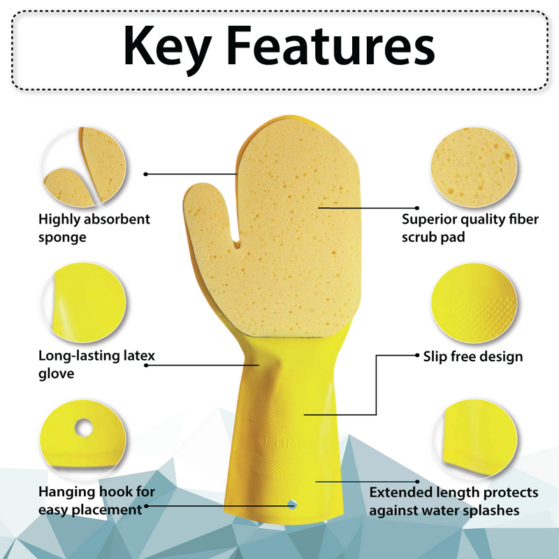 Bison Life Reticulated Sponge Glove - Reusable Cleaning Mitt, Kitchen & Bathroom, Left Hand