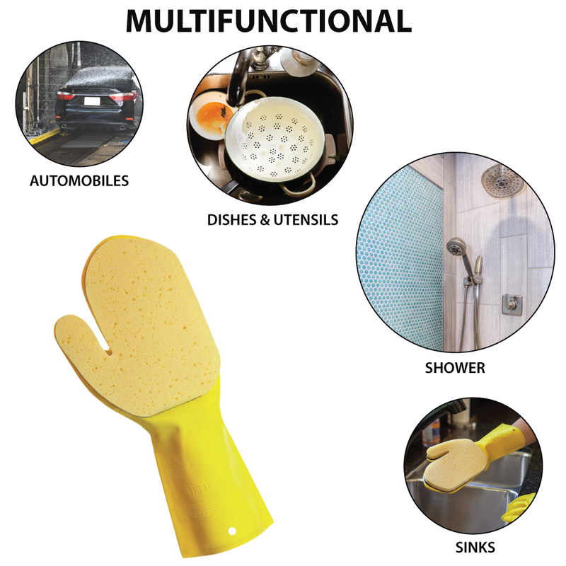 Bison Life Reticulated Sponge Glove - Reusable Cleaning Mitt, Kitchen & Bathroom, Left Hand