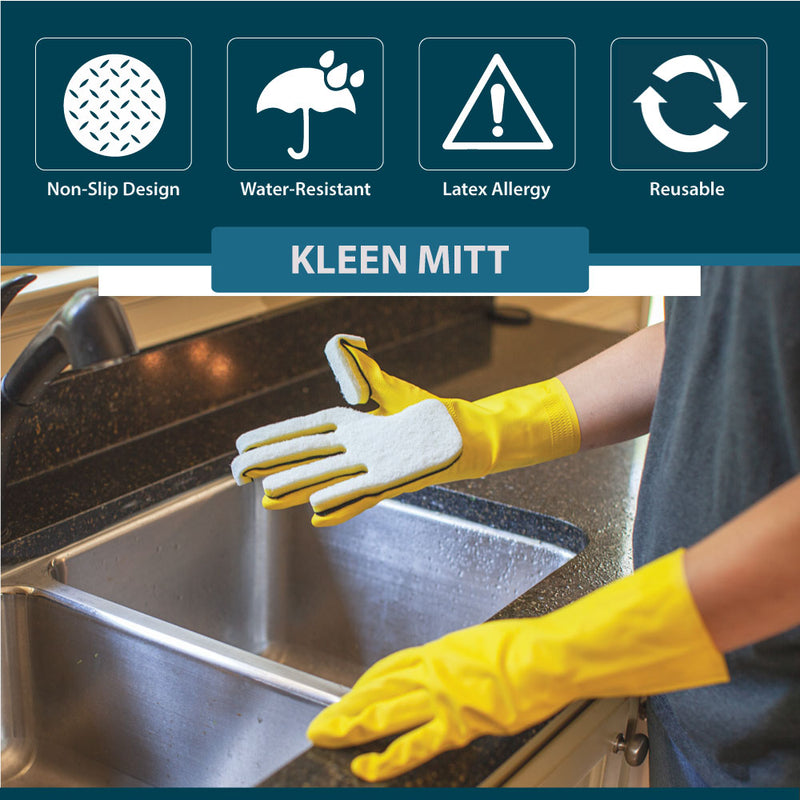 Bison Life White Kleen Mitt — Scratch-Free Fine Grade Scouring Pads, Right-Hand, OSFM