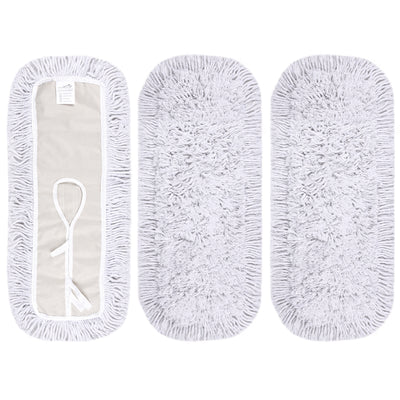 Commercial Dust Mop Replacement Heads Industrial Cut End Dust Mop Pads Blended Flat Mop Refills for Floor Cleaning, White