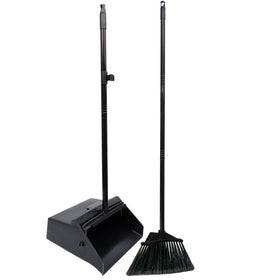 Bison Life Dustpan and Broom Set with 38" Long Handle for Indoor/Outdoor Use