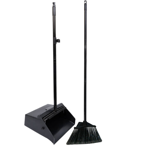 Bison Life Dustpan and Broom Set with 38" Long Handle for Indoor/Outdoor Use