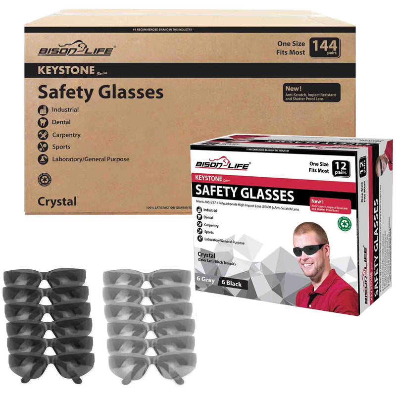 Keystone Full-Color Polycarbonate Safety Glasses, Anti-Scratch, ANSI Z87.1