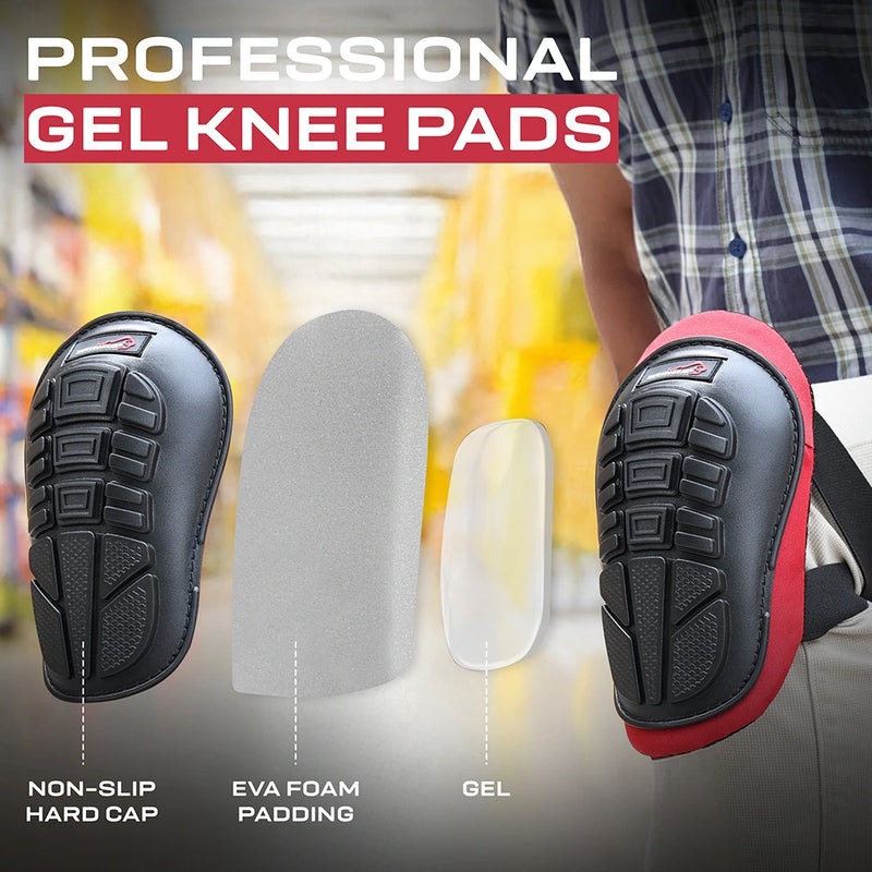 Safe Handler Professional Knee Pads with Ergonomic Gel Cushion and Foam Padding, Adjustable Hook & Loop Buckle Straps for Work, Construction, Flooring, Gardening, Carpentry, Roofing, Cleaning & More