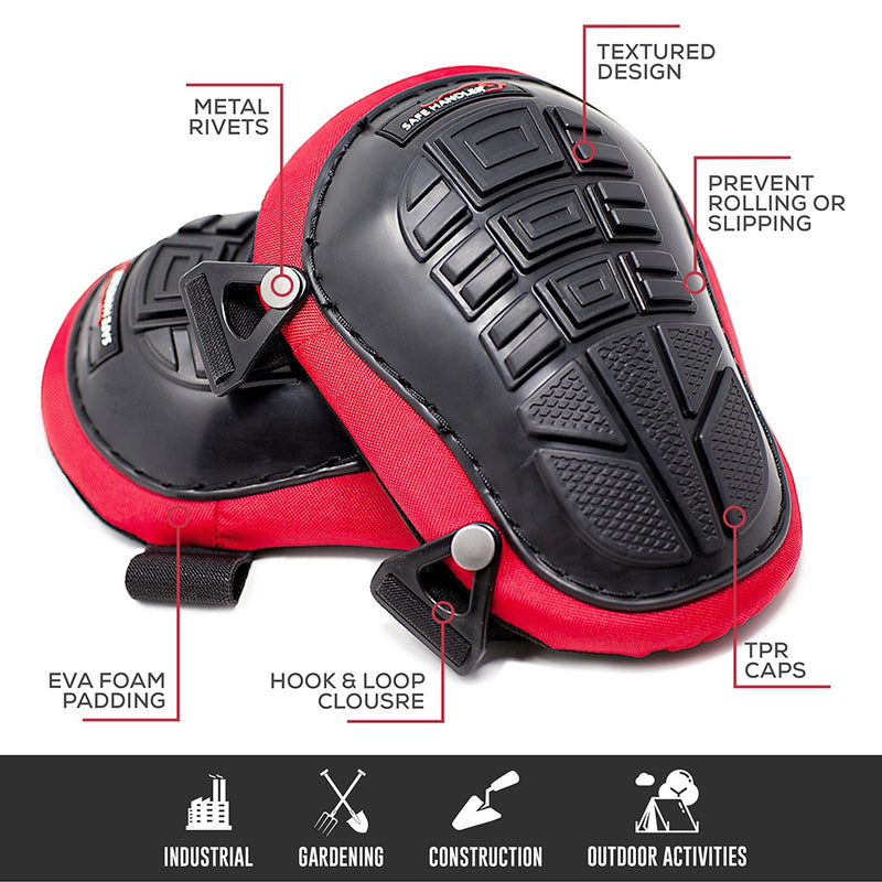 Safe Handler Professional Knee Pads with Ergonomic Gel Cushion and Foam Padding, Adjustable Hook & Loop Buckle Straps for Work, Construction, Flooring, Gardening, Carpentry, Roofing, Cleaning & More