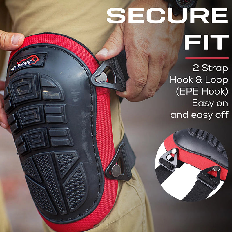 Safe Handler Professional Knee Pads with Ergonomic Gel Cushion and Foam Padding, Adjustable Hook & Loop Buckle Straps for Work, Construction, Flooring, Gardening, Carpentry, Roofing, Cleaning & More