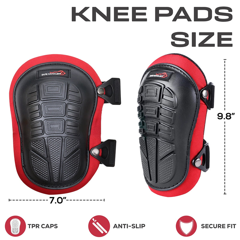 Safe Handler Professional Knee Pads with Ergonomic Gel Cushion and Foam Padding, Adjustable Hook & Loop Buckle Straps for Work, Construction, Flooring, Gardening, Carpentry, Roofing, Cleaning & More