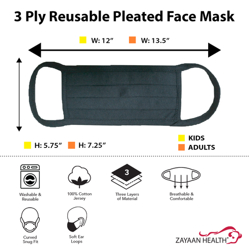 Travel Kit- Set of 6 Pleated Mask Adult/Kid, Disposable 50 Long Cuff Poly Gloves