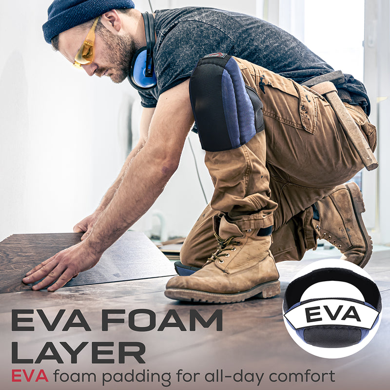 Safe Handler Flooring & Roofing Knee Pads for Men and Women with Soft EVA Foam Padding and Adjustable Velcro Straps, Lightweight Knee Protection