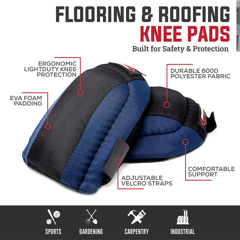 Safe Handler Flooring & Roofing Knee Pads for Men and Women with Soft EVA Foam Padding and Adjustable Velcro Straps, Lightweight Knee Protection