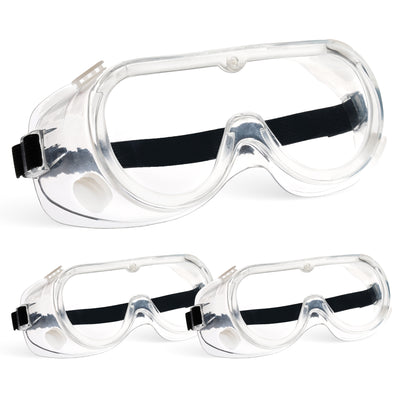 3-Pack Anti Fog Safety Goggles, Over Glasses Protective Goggles for Lab and Work