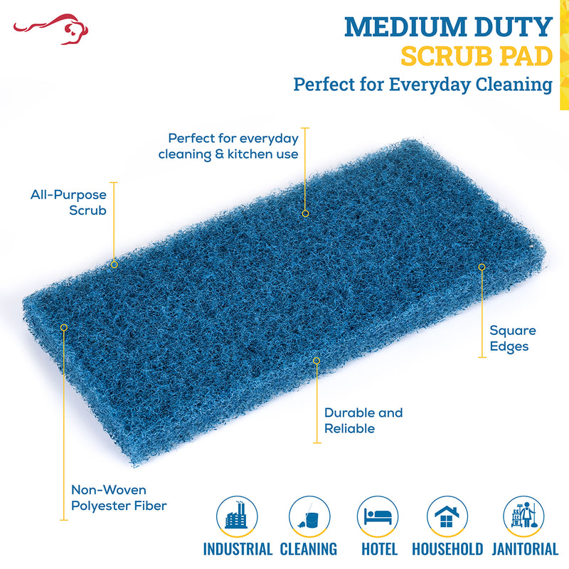 Bison Life Blue Medium Duty Scouring Pads, 10x4.6in Scrub Sponge, Kitchen & Bath