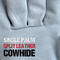 Bison Life Deluxe Single Palm Split Leather Work Gloves, Grey/Red