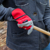 Bison Life Deluxe Single Palm Split Leather Work Gloves, Grey/Red