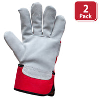 Bison Life Deluxe Single Palm Split Leather Work Gloves, Grey/Red