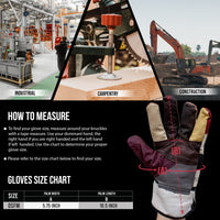 Handyman Furniture Leather Gloves w/ 3" Canvas Safety Cuff, Work Gloves Men