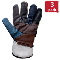 Handyman Furniture Leather Gloves w/ 3" Canvas Safety Cuff, Work Gloves Men