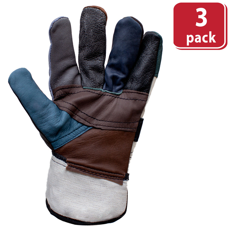 Handyman Furniture Leather Gloves w/ 3" Canvas Safety Cuff, Work Gloves Men