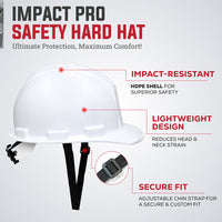 Bison Life Impact Pro Safety Hard Hat, 4-Point Ratchet Suspension, White, ANSI Z89.1, 1 Pack