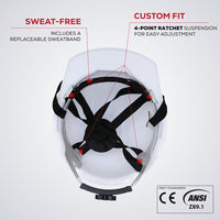 Bison Life Impact Pro Safety Hard Hat, 4-Point Ratchet Suspension, White, ANSI Z89.1, 1 Pack