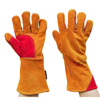 Bison Life 14" Kevlar Welding Gloves - Reinforced Thumb & Palm, Cowhide Leather Work Gloves