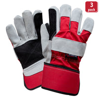 Bison Life Supreme Rigger Gloves, Wide 3" Safety Cuff, Grade A Split Leather, Industrial