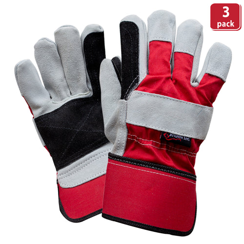 Bison Life Supreme Rigger Gloves, Wide 3" Safety Cuff, Grade A Split Leather, Industrial