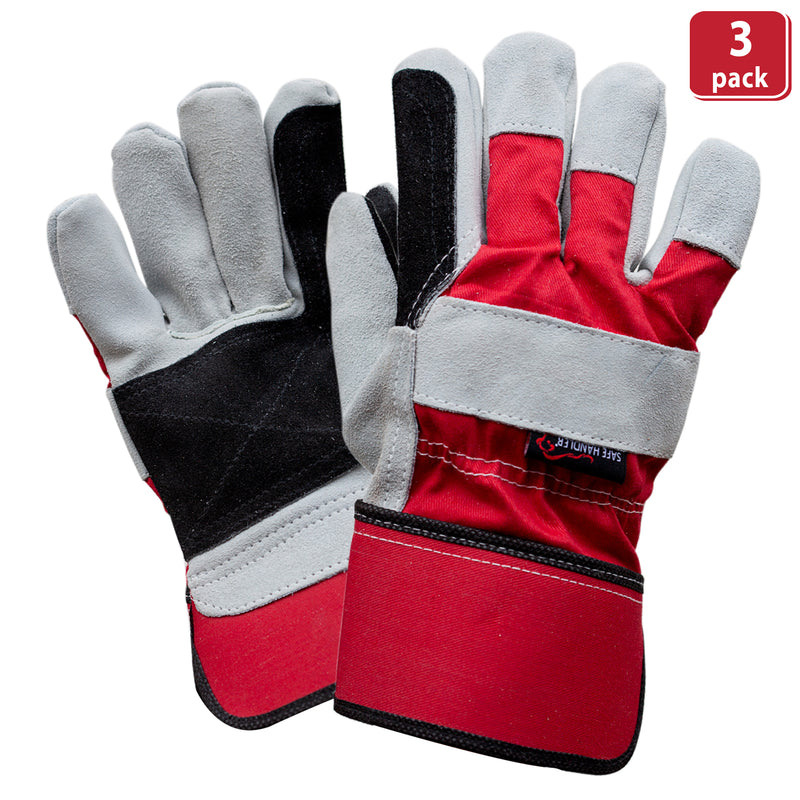 Bison Life Supreme Rigger Gloves, Wide 3" Safety Cuff, Grade A Split Leather, Industrial