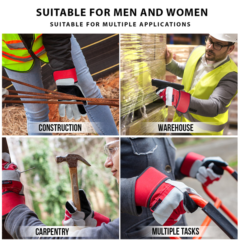 Bison Life Supreme Rigger Gloves, Wide 3" Safety Cuff, Grade A Split Leather, Industrial