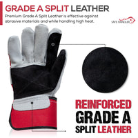 Bison Life Supreme Rigger Gloves, Wide 3" Safety Cuff, Grade A Split Leather, Industrial