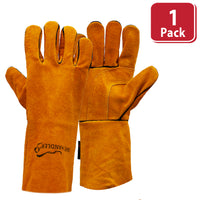 Bison Life Brown Reinforced Welding Leather Gloves, Heat Resistant