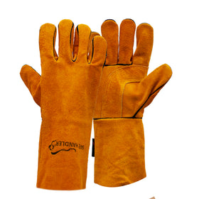 Bison Life Brown Reinforced Welding Leather Gloves, Heat Resistant