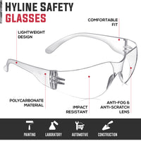Bison Life Hyline Anti Fog Wraparound Safety Glasses, ANSI Z87.1