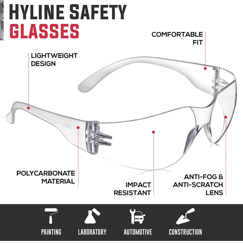 Bison Life Hyline Anti Fog Wraparound Safety Glasses, ANSI Z87.1