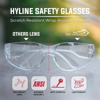 Bison Life Hyline Anti Fog Wraparound Safety Glasses, ANSI Z87.1