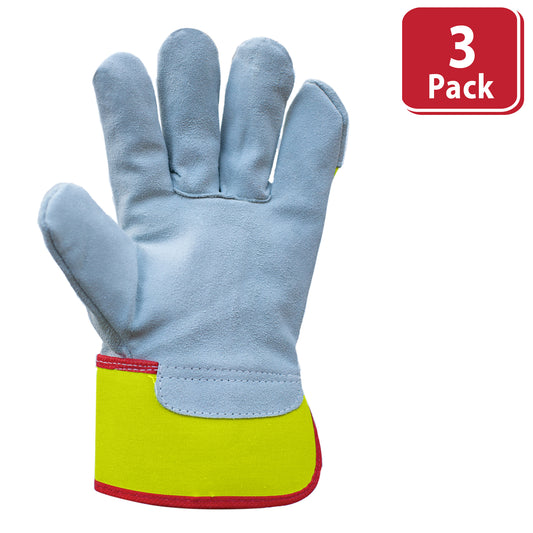 Bison Life Reflect Pro Rigger Gloves, High Visibility, Split Leather
