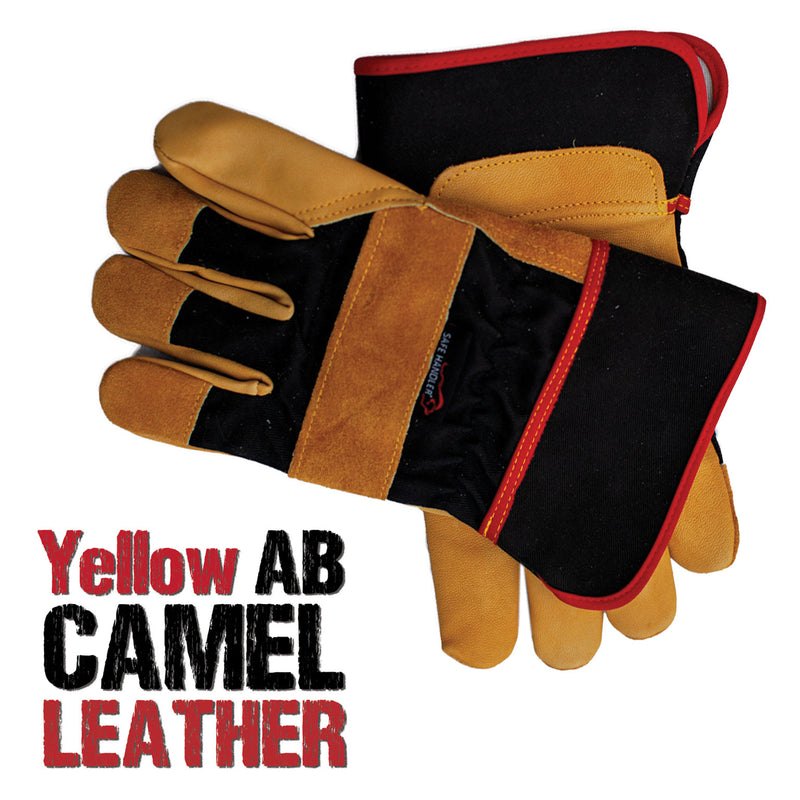 Bison Life XGrip Camel Leather Work Gloves With Knuckle Protection