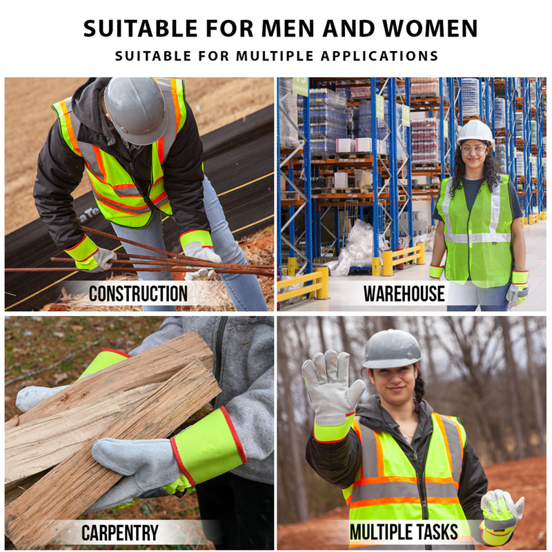 Bison Life Reflect Pro Rigger Gloves, High Visibility, Split Leather