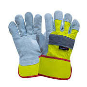 Bison Life Reflect Pro Rigger Gloves, High Visibility, Split Leather