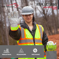 Bison Life Reflect Pro Rigger Gloves, High Visibility, Split Leather